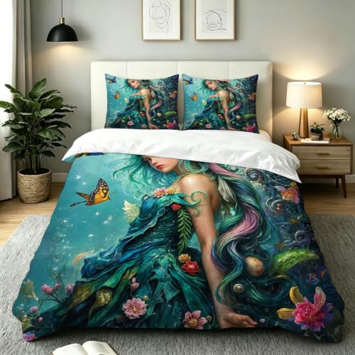 Dozrmey Funda Nórdica Cama 105 Ragazza BLU, Juego de Ropa de Cama 150x200 con Cremallera para Decoración, Transpirable Juego de Cama de Microfibra con 2 Fundas de Almohada 50x75,AW8031