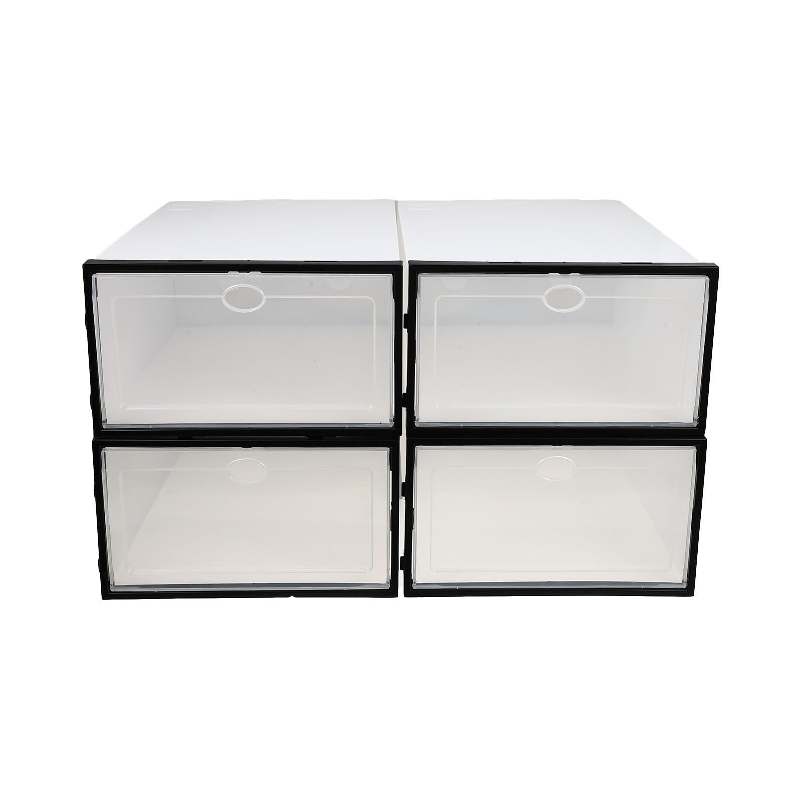 Cajas de zapatos transparentes apilables de plástico blanco para guardar calzado (Pack de 4)