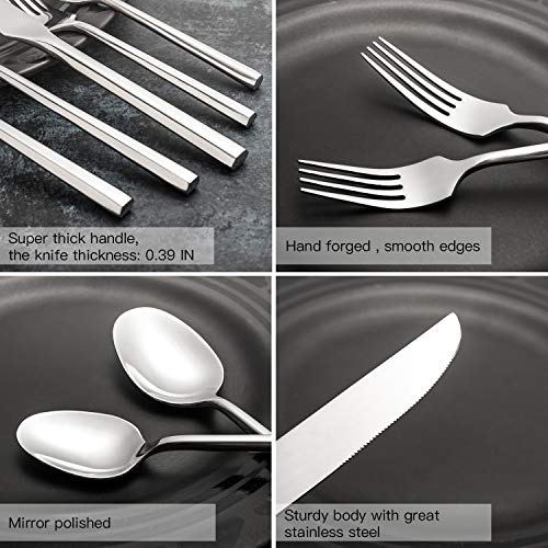 Silverware-Set-Flatware-Set-40-Pieces-Stainless-Steel-Cutlery-Set-Hexagonal-Pattern-Mirror-Finished-Home-Daily-Use-Housewarming-Wedding-Gift-Service-for-8 Silverware Set Flatware Set 40 Pieces Stainless Steel Cutlery Set Hexagonal Pattern Mirror Finished Home Daily Use Housewarming Wedding Gift Service for 8