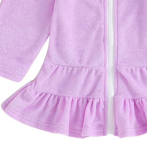Girls Swim Cover Up Zipper Swimsuit Beach 𝐑obe Terry Cloth Coverup for Kids Girls Pool Towel 𝐑obe Ruffle Bathing Suit3