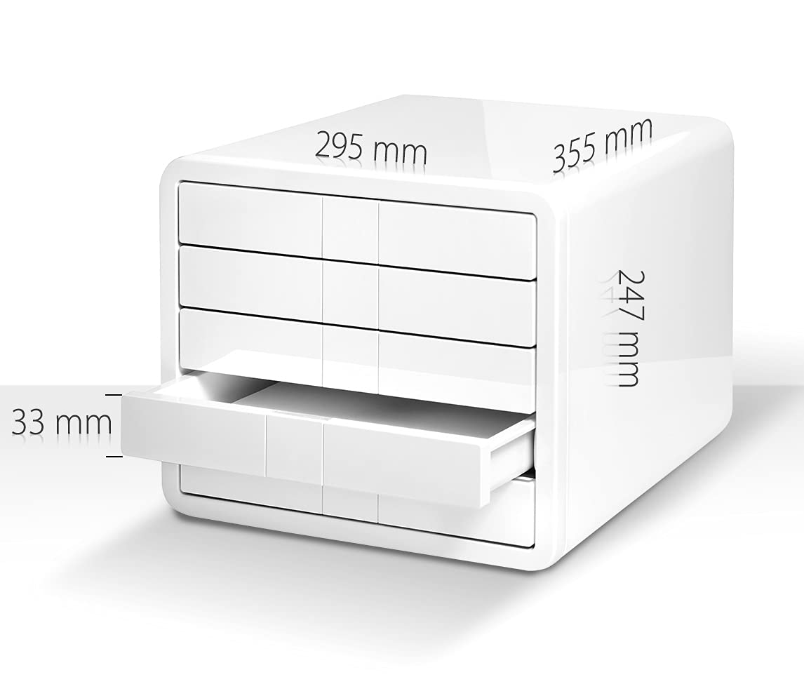 HAN Module de classement i-Box – Module haut de gamme avec 5 tiroirs pour formats papier jusqu´au A4/C4. Le module design pour le bureau moderne, blanc, 1551-12 295 x 247 x 355 mm