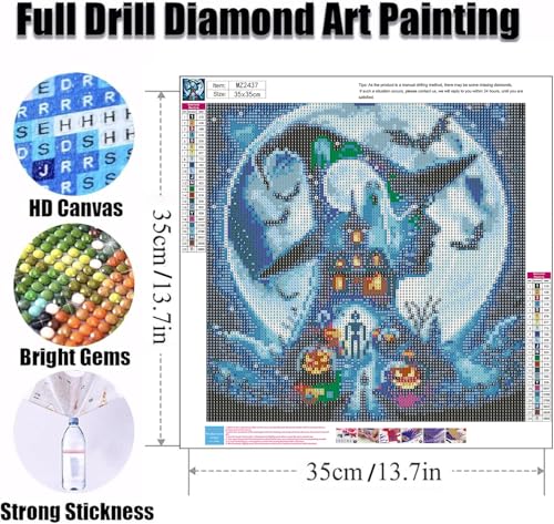 Ekuxom Halloween Diamond Painting for Adults-Moon Witch Diamond Art Kits — view 2