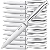 Aiheal Steak Knives, Stainless Steel Steak Knives Set of 12, Never Needs Sharpening Dinner Steak Knife Set, Sharp Micro Serrated Knives