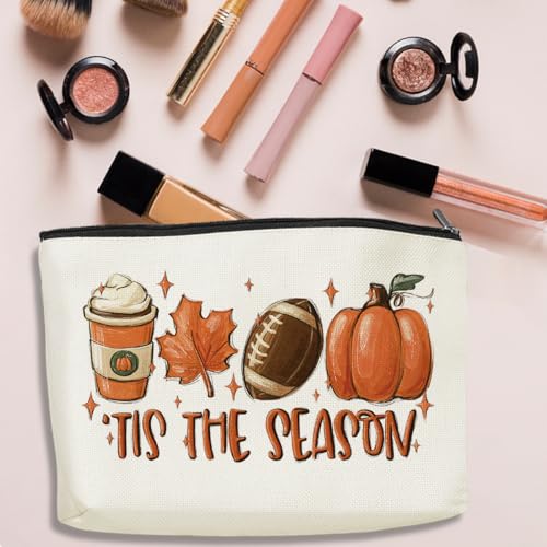 WRSUNT Tis the Season Fall Makeup Bag Fall Gifts for Women Best Friend Bestie Wife Autumn Thanksgiving Cosmetic Bag Autumn Themed Makeup Bag Gifts Ideas3