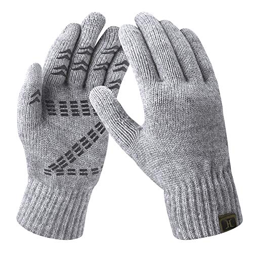 Men’s Winter Gloves Warm Thermal Soft Wool Knit Touch Screen Gloves for Men