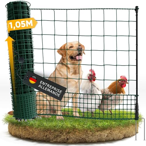 Naturiz® Clôture pour moutons 105 cm de haut - Clôture mobile pour chiens et poules extrêmement stable, clôture de camping pour chiens sans électricité,...