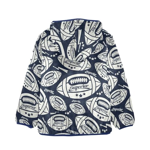 CaTaKu Boys Fleece Jacket Zip Up Hoodie Rugby Ball Star Toddler Kids Fall Winter Jacket for Boys 3-10Y2