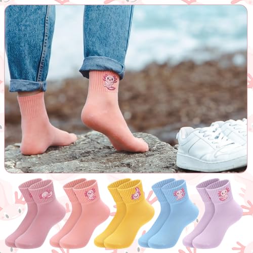 Image of Eurzom 10 Pairs Socks Womens Crew Elastic Ankle Length Cotton Socks Aesthetic Cute Lightweight Low Cut Gifts for Women
