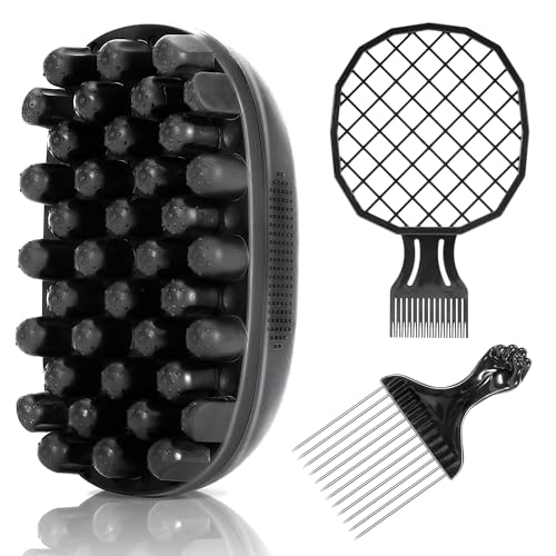 Belongtous Premium Twist Hair Sponge Brush Twist Styler Comb Set for Men & Women Metal Brush Pick and Twist Comb for Afro Curly Coiled Short Hair