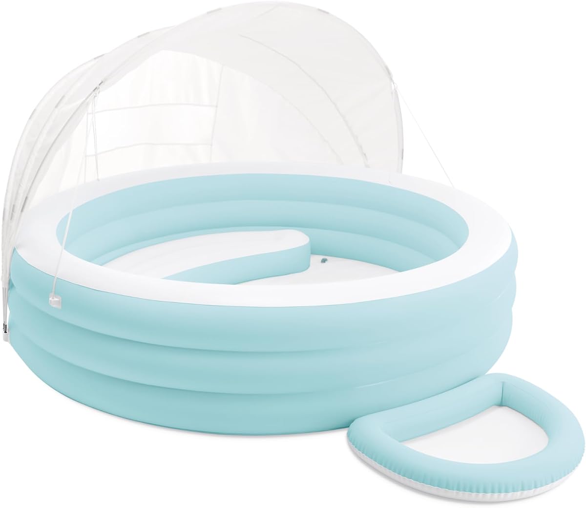 INTEX 57195EP Swim Center Inflatable Canopy Lounge Pool: Built-in Bench - Detachable Canopy - Inflatable Foot Bath - 109" x 87" x 54" - Teal