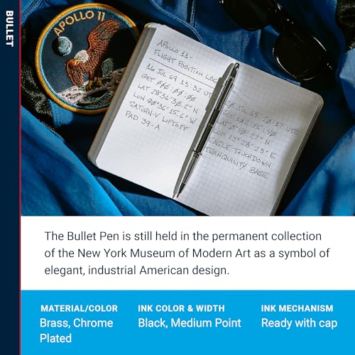 Image of Fisher Space Pen Chrome Bullet Pen, Pressurized Ballpoint Pen, Compact Pocket Size, Writes Upside Down and in Extreme Temperatures, Smooth Black Ink, Medium Point, Pocket Clip, Made in the USA