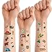 PANTIDE 100Pcs Camping Temporary Tattoos for Kids Fake Tattoos Stickers Waterproof Non-toxic Cartoon Body Stickers with Animals Cars Tents Happy Camper Theme Party Favors Supplies Birthday Gifts