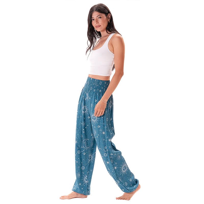 Image of Lotus and Luna Women's Harem Pants Thai Pants for Beach & Lounge High Waisted Flowy Boho Pants Genie Pants Yoga Pants
