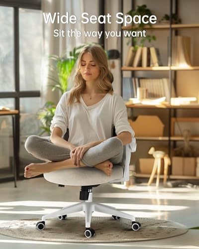 Hbada Office Desk Chair with Flip-Up Armrests and Saddle Cushion, Ergonomic Office Chair with S-Shaped Backrest, Swivel, Mesh, Grey - Thumbnail 7