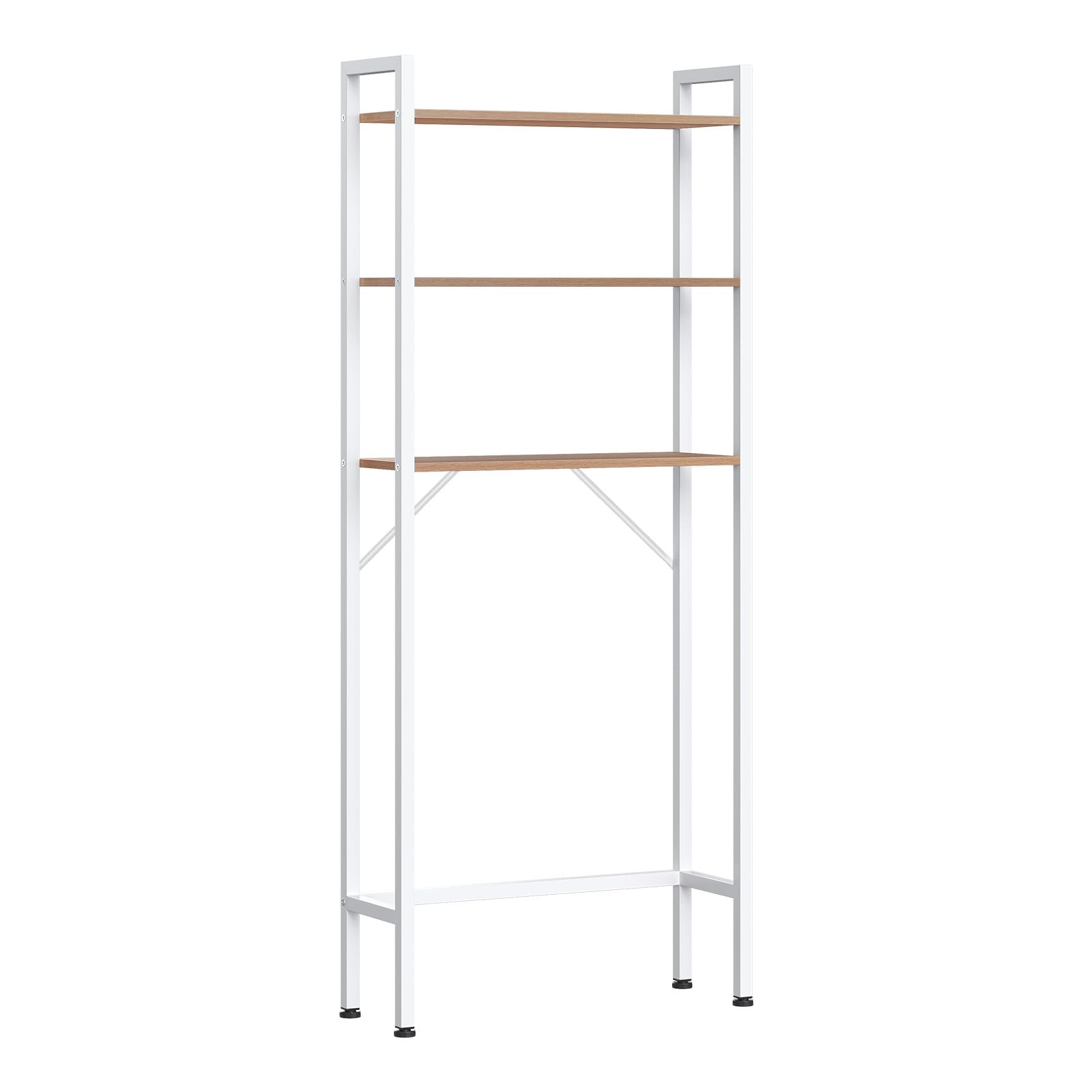 EUGAD Meuble WC, Meuble Dessus Machine à Laver, à 3 Niveaux, Gain d'Espace, Chêne Clair + Blanc, 67x20x164cm