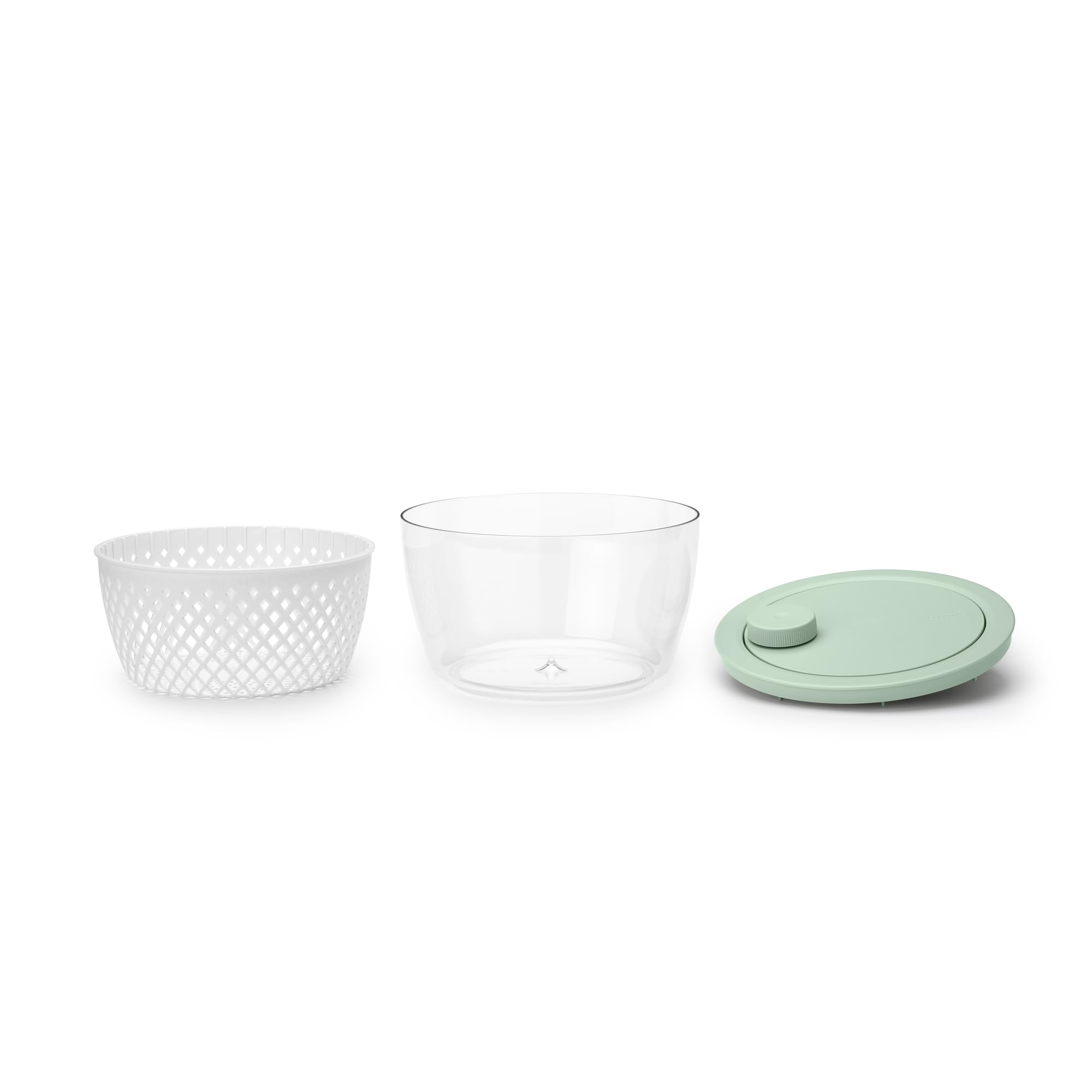 Centrifugadora de ensaladas con bol para servir y colador TASTY+ Brabantia | Seca verduras frescas y bayas con base antideslizante | Plástico reciclable, apto para lavavajillas y duradero | Jade Green