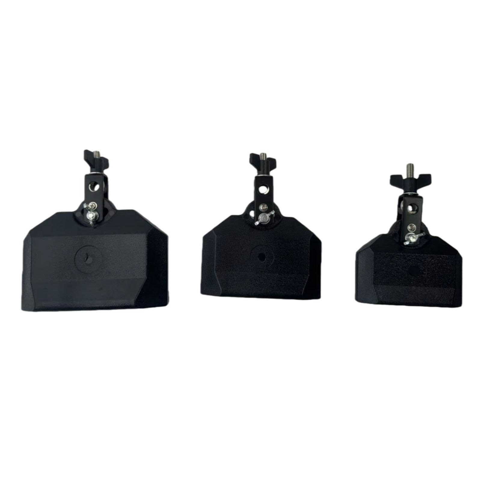 Set di Batteria Da 3 Pezzi, Supporto per Campane, Blocchi per Percussioni Latine, Montaggio in Lega di Zinco, Ideale per Gruppi Musicali, Nero