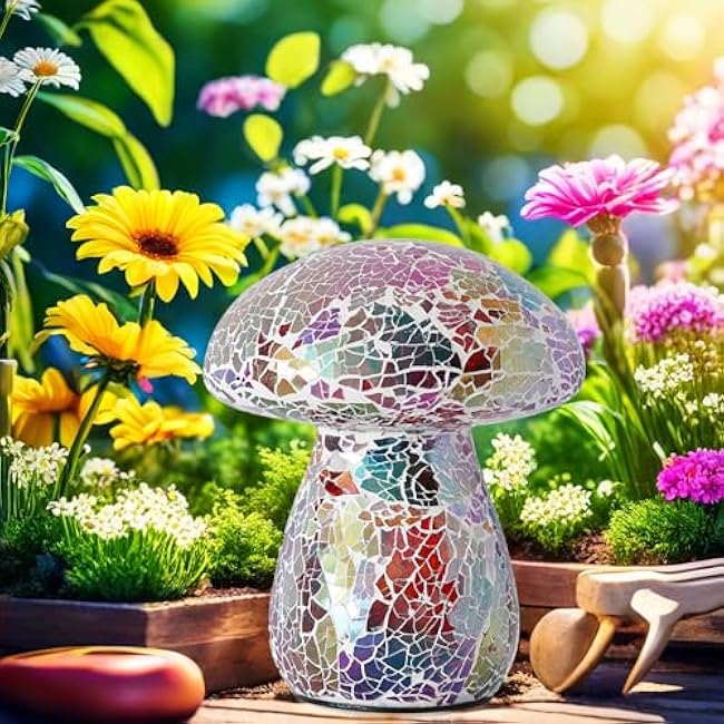 Mosaic Mushroom Garden Lights Table Lamp Night Light Red