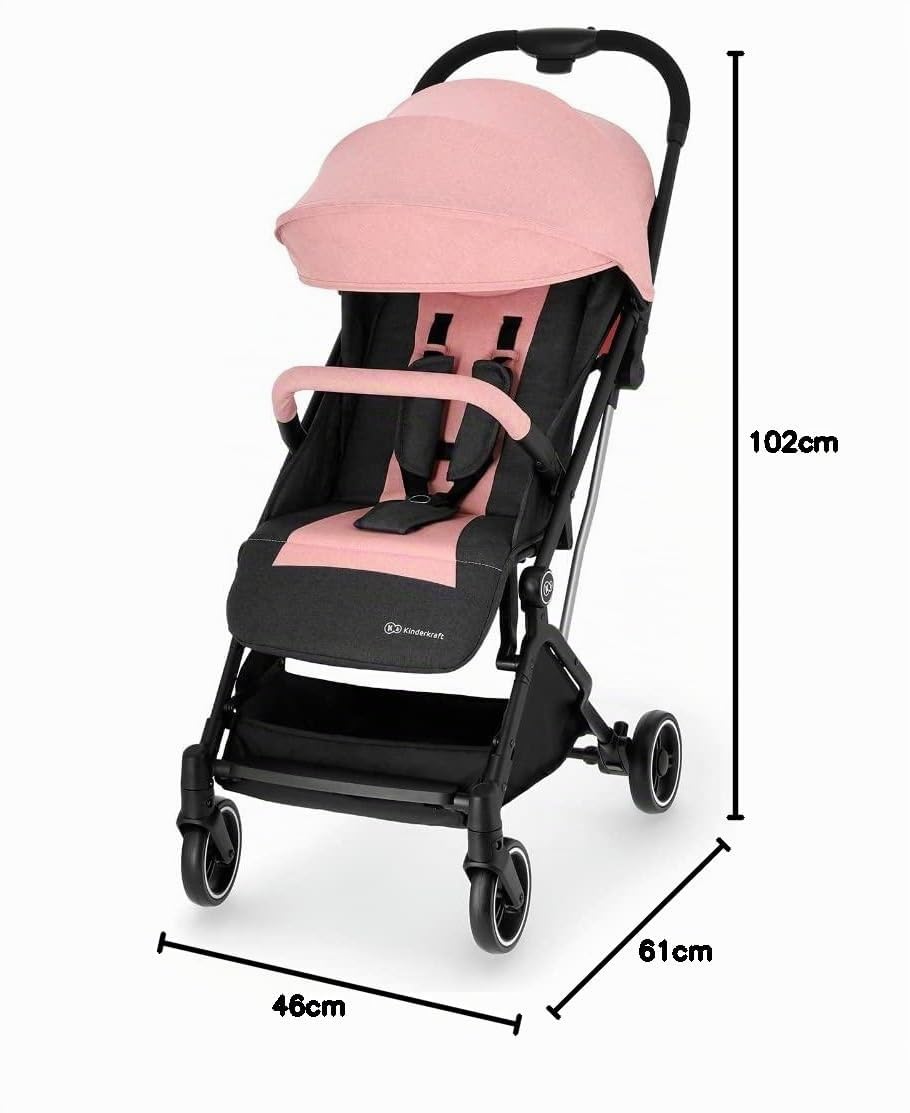 KINDERKRAFT Poussette Canne Indy, Ultra Légère, Pliable, Imperméable, Rose, 1 Unité