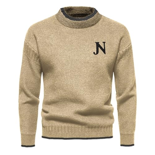 Men's Fashion Hoodies & Sweatshirts, Crewneck Pullover Comfort Waffle Textured Wool Long Sleeve Knitted Sweaters Outdoor