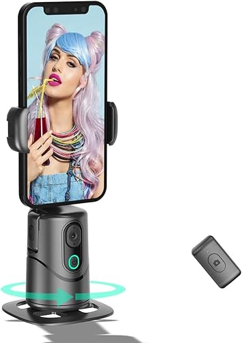 Auto Face Tracking Phone Holder,No App Required,360° Rotation Phone Camera Stand with Remote and Gesture Control, Smart Shooting Tripod for Vlog/TIK Tok Live Streaming YouTube Video Recording