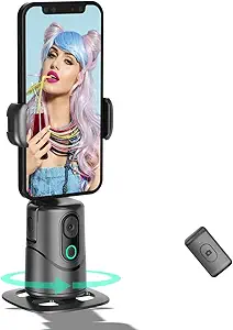 Auto Face Tracking Phone Holder,No App Required,360° Rotation Phone Camera Stand with Remote and Gesture Control, Smart Shooting Tripod for Vlog/TIK Tok Live Streaming YouTube Video Recording