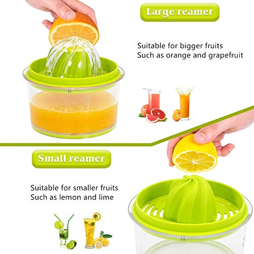 Citrus Orange Juicer, Lemon Manual Hand Squeezer with Built-in 16OZ Measuring Cup Grater, 4 in 1 Multi-function Manual Juicer with Multi-size Reamers and Non-Slip Base Cheese Ginger Garlic Grater - Thumbnail 2
