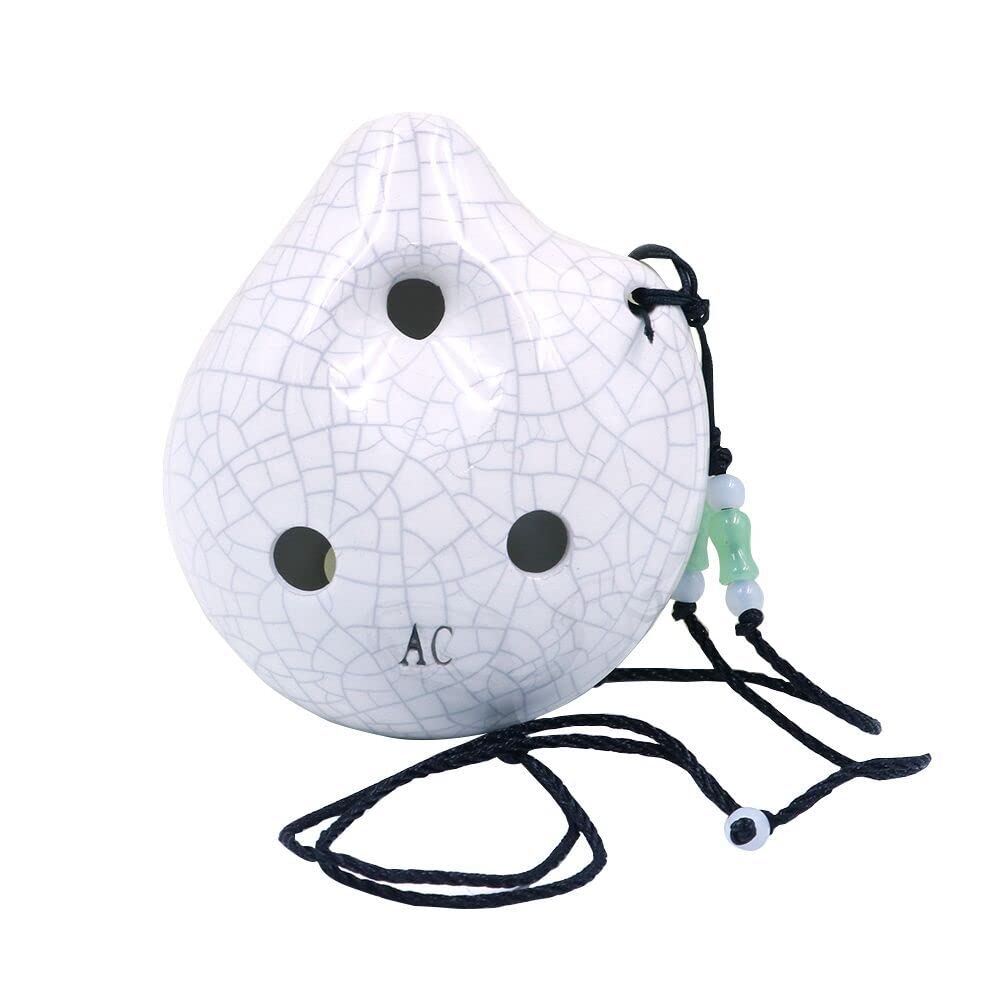 Alnicov 6 trous Ocarina,Bouteille de vin Style Alto C Ocarina,Ice Crack Glacé Craft Blanc