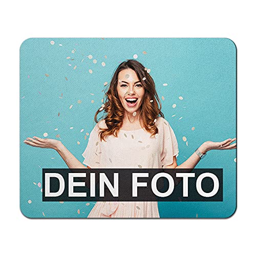Mousepad selbst gestalten - Bedrucktes Mauspad mit eigenem Foto und Text - rutschfest, für Computer & Laptop - Kollegen, Büro, Geburtstag I Personalisierbar I Rechteck - 23cm x 19cm - Stärke 1,5mm