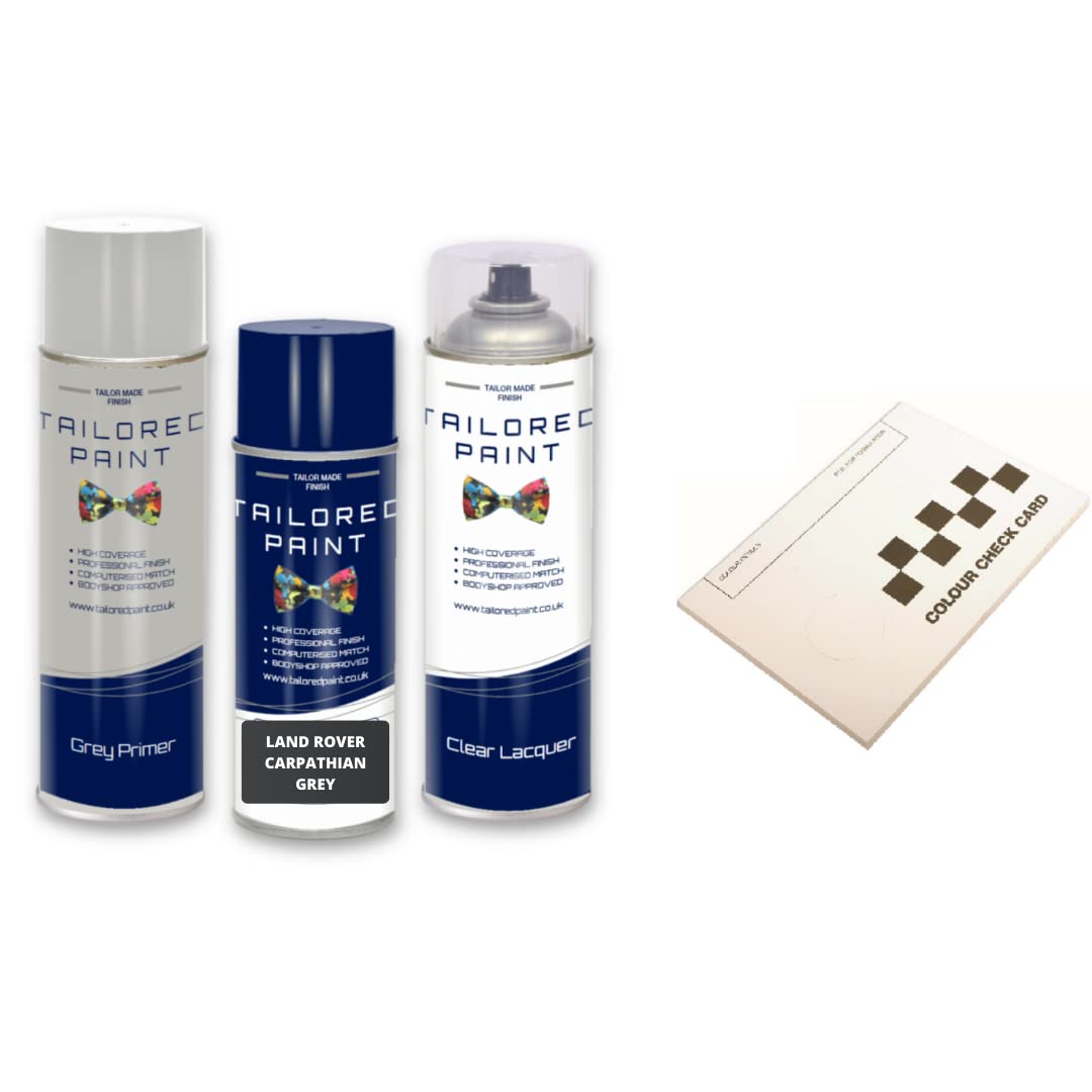 Tailored Paint Carpathian Grey Metallic 1Au/Lkt/2204 Aerosol Spray Paint For Land Rover Discovery L462 2017-2021 Complete With Colour Checker Card(Aerosol Spray Paint, Lacquer + Primer)