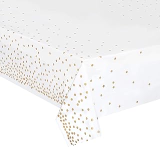 4 Pack Plastic Tablecloths for Rectangle Tables, Waterproof Disposable Party Table Cloths with Gold Dot, Rectangular Table Covers for Decorations, Baby Shower, Birthday, Wedding, 54” x 108”