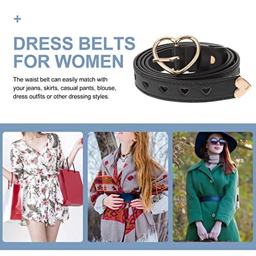 LUOZZY Women Leather Belt Rivet Waist Belt for Dresses Jeans Pants Fashion Waist Belt with Heart-shaped Buckle for Women Girls, Gold - 100cm/39.3inch4