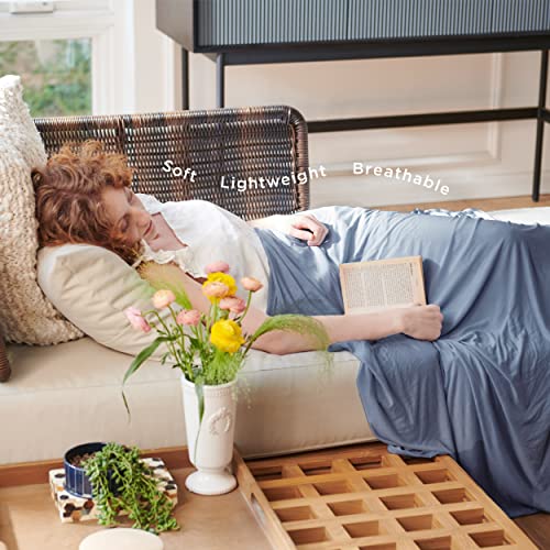 Bedsure Navy Blue Cooling Blanket King Size for Hot Sleepers - Summer Cold Blanket for King Size Bed with Rayon Derived from Bamboo, Ice Cool Cold Arc-Chill Thin Summer Bedding Essentials, 108x90