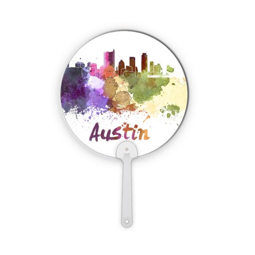Éventail à main rond en plastique avec aquarelle Austin Amecity pour décoration