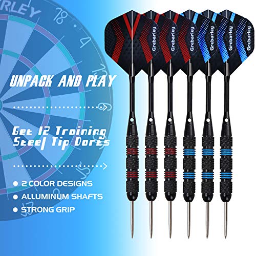 Dartboard Dartscheibe Kork Dartscheibe mit Pfeilen Offizielles Steeldartscheibe Sisal Dartscheibe Steeldart Dartscheibe Set12 Dartpfeile Metallspitze für 4 Spieler,24 Flights, Rotierender (GS01) - Image 7