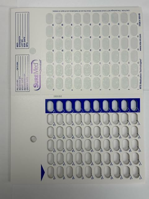 Pharmacy Blister Medications Packs Card (60-Days Hot Seal - 250/Case)