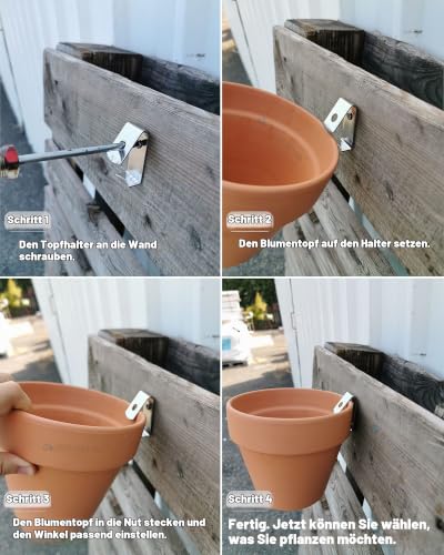 NACETURE 12 Stück Pflanzenaufhänger Blumentopf-Clips aus Edelstahl – Outdoor-Wandhaken, Metall-Pflanzenständer, hält 12,7 cm bis 20… – Ansicht 3