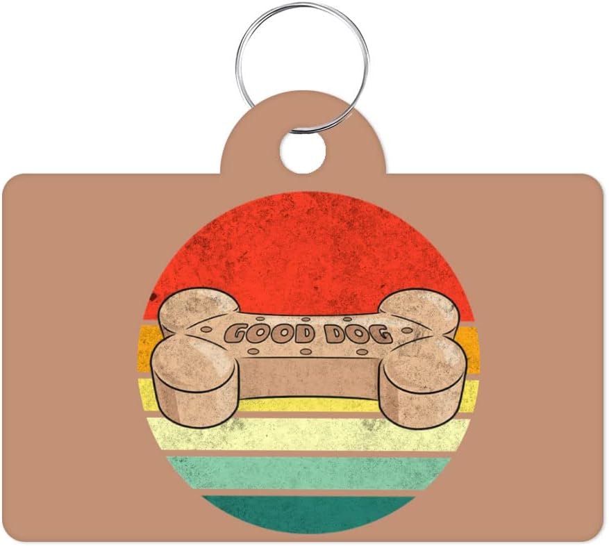Cartoon Graphic Cool Fancy Bone Design Pet ID Tag - Retro Vintage Style Bright Colorful Print Pet Tag - Cute Pretty Trendy Fancy Cool Funny Illustration Pet ID Tag