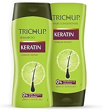 Trichup Keratin Hair Shampoo and Conditioner Set, 200ml Each, Protein Fortified for Hair Repair and Strength
