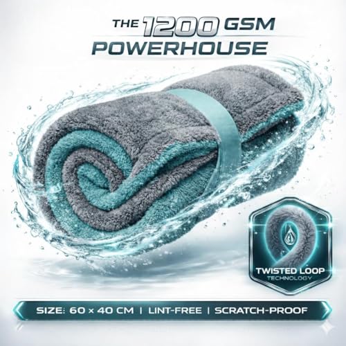 Image of 1200 GSM Microfiber Cloth | Microfiber Car Duster | 2 in 1 Car Cleaning Kit | Super Absorbent, Scratch Free Car Dust Cleaner with Extendable Handle for Dashboard, Interior, Exterior, SUV & Bike.