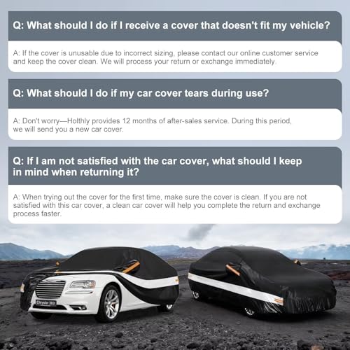 Image of 10 Layers Car Cover Custom Fit for Chrysler 300 (2004-2023), Waterproof All Weather for Automobiles, Outdoor Full Cover Sun Dust Rain Protection with Cotton. Black
