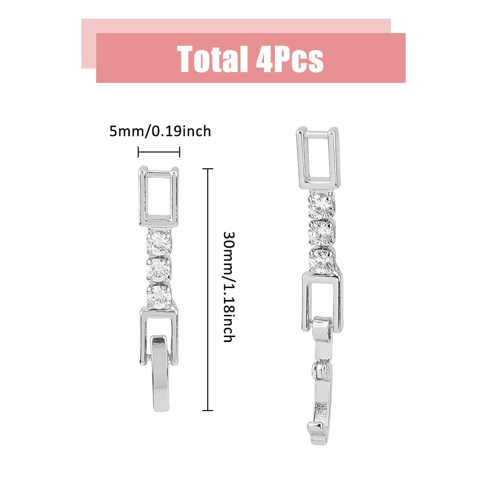 SUPERFINDINGS 4Pcs Silver Bracelet Extender Fold Over Clasp - Image 2