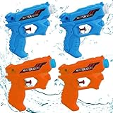 🔫【Exquisites Design】Die Wasserpistole ist mit rutschfestem Griff entworfen, exquisit und kompakt; helle Farben, schöne orange und blau machen Ihr Kind mehr bunt!