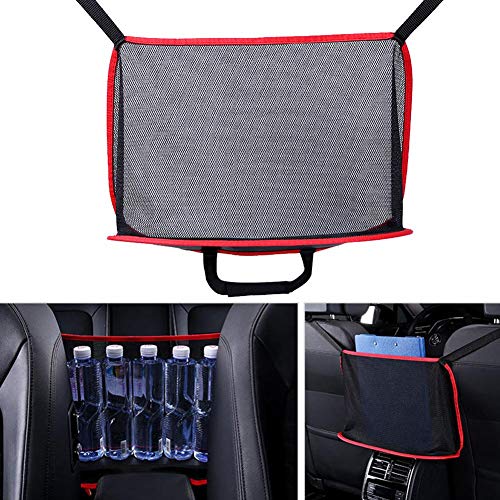 MRlegendary Car net pocket bag, car storage bag For SUV And MPV Car Gadgets Storage Pockets Keep Car Tidy Carry more items thick mesh double-day word card buckle Velcro fixed