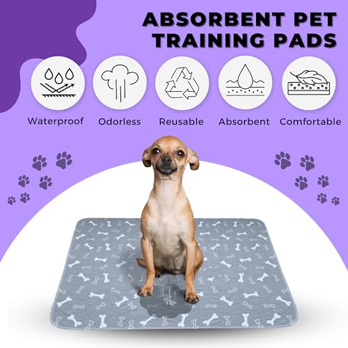 Image of MarV 2-Pack Washable Pee Pads for Dogs Non Slip Puppy Pads , Ultra-Absorbent Mats for Puppy Training, Multi-Use, Reusable Puppy Pads (Grey, S)