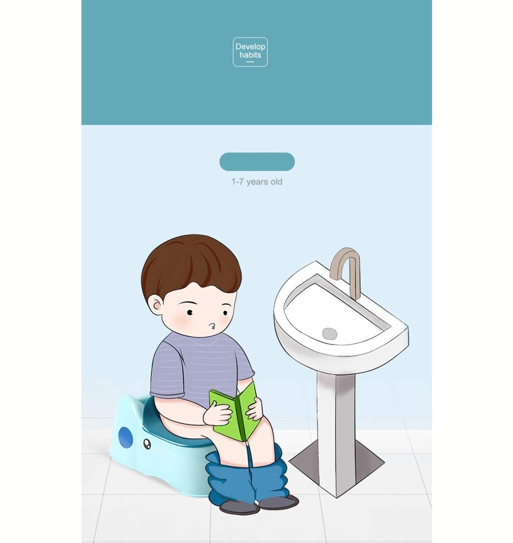 Toilettentrainer, Töpferstuhl für Jungen & Mädchen, Abnehmbarer Abfallbecher, Multifunktions-WC-Urinal Spülen Furz Artefakt, weiß (Color : Blue)