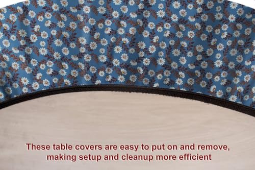 Image of The Furnishing Tree Elastic Oval Center Table Cover WxL 12x24 in Inches Polyester Floral Pattern Blueish Grey