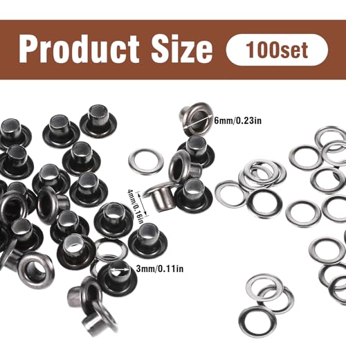 JIYIN 100 peças minúsculos ilhós ilhós kit de ilhós auto-suporte ilhós de metal para tecido redondo