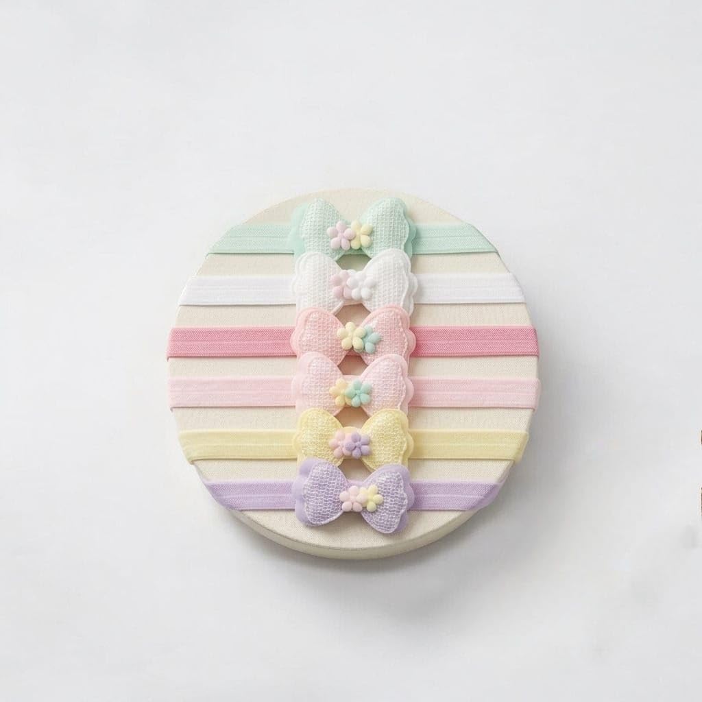Baby Girls' Pastel Bow Headbands with Floral Accents(Pack of 6)-picture-13