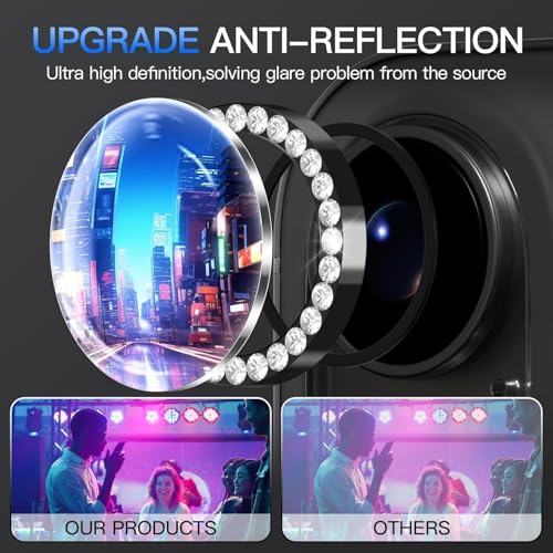 Image of NEXVEU DIAMOND Camera Lens Protector For IPHONE 16 /16 PLUS /IPHONE 17 BLACK UHD 9H Glass, Anti Drop, Scratch Resistant, Case Friendly, Removable, Waterproof, Heavy Duty Camera Protector